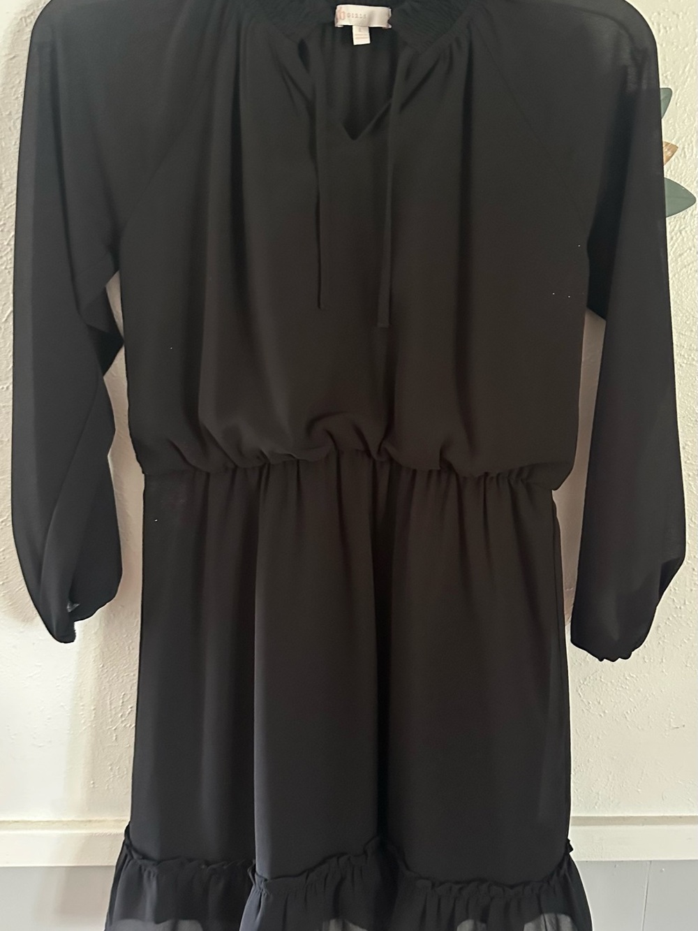 GB girls Black Long-Sleeve Ruffle Hem Dress